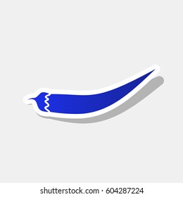 Chilli pepper sign. Vector. New year bluish icon with outside stroke and gray shadow on light gray background.