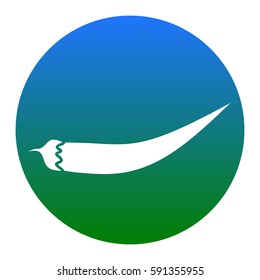 Chilli pepper sign. Vector. White icon in bluish circle on white background. Isolated.