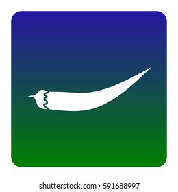 Chilli pepper sign. Vector. White icon at green-blue gradient square with rounded corners on white background. Isolated.