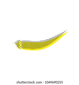 Chilli pepper sign. Vector. Yellow icon with square pattern duplicate at white background. Isolated.