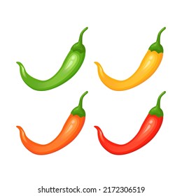 Chilli pepper spicy food level. Hot scale indicator with mild, medium, hot, extra positions. Icons with fire flames. Vector illustration.