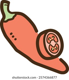 Chilli pepper vector doodle illustration and graphic