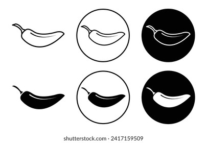 chilli pepper vector icon set collection. chilli pepper Outline flat Icon.