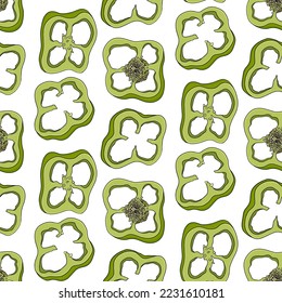 Chilli Pepper vector seamless pattern, isolated on white background.