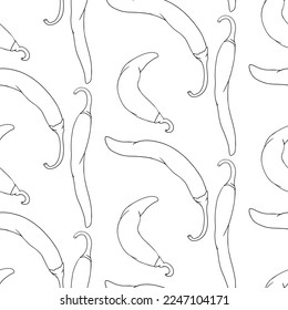 Chilli Pepper vector seamless pattern, isolated on white background.