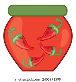 chilli peppers on jar vector isolated