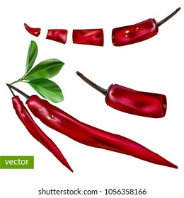 Chilli peppers whole and slice.