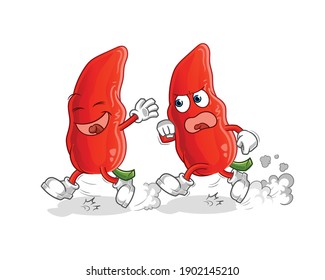 chilli  play chase cartoon. cartoon mascot vector