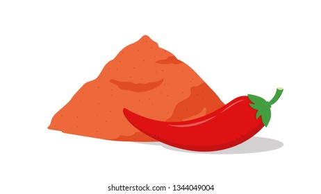 Chilli and Chilli powder vector. chilli on white background vector. wallpaper. free space for text. copy space.