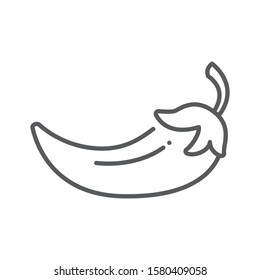 Chilli red pepper black line icon. Paprika. Hot spices product sign. Natural vegetable. Mexican food concept. Cooking ingredient. Design element. Editable stroke