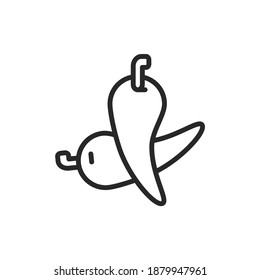 Chilli red pepper black line icon. Paprika. Vector illustration