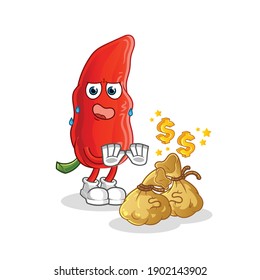 chili rechaza la ilustración del dinero. vector de caracteres
