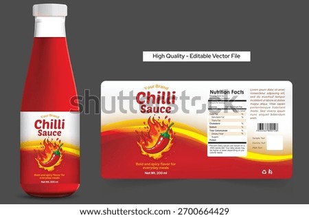 Chilli sauce label design, Product bottle label packaging design, Premium bottle jar mockup print ready dieline spicy food packaging creative packaging design