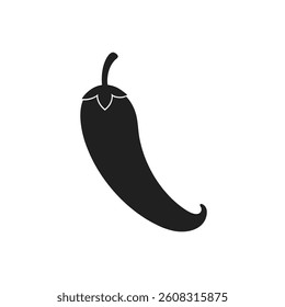 Chilli silhouette vector icon on white background.