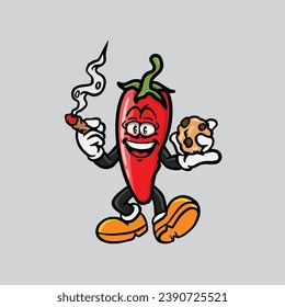 chilli smoking joint and hold nug from weed cannabis bud flower marijuana