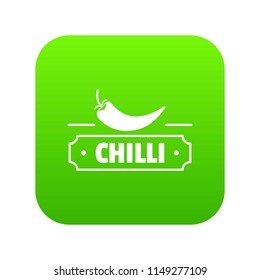 Chilli spice icon green vector isolated on white background