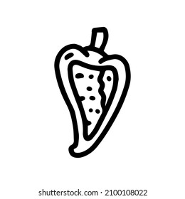 chilli stuffed peppers line vector doodle simple icon