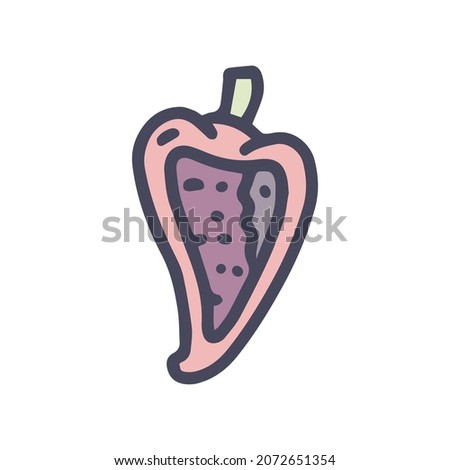 chilli stuffed poblano peppers color vector doodle simple icon
