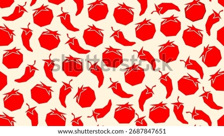 Chilli And Tomato Hot Spicy Ingredient Vector 16:9 Background