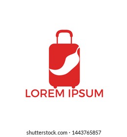 Chilli and travel bag vector logo design.Hot food logo concept vector. Hot chili icon symbol.	
