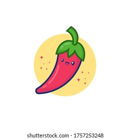 Chilli Vector Icon Illustration. Cute Vegetable. Flat Cartoon Style Suitable for Web Landing Page, Banner, Sticker, Background