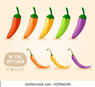 Chilli : Vegetable Isolated Set : Vector Illustration