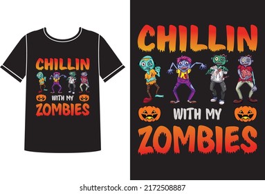 Chillin zombies t-shirt design template