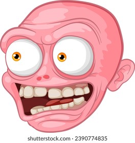 A chilling cartoon illustration of a bald zombie monster man