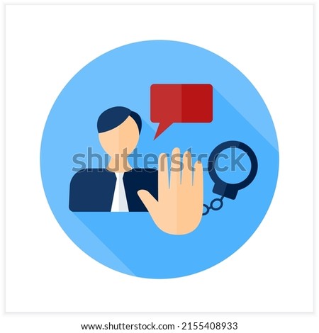 Chilling effect flat icon. Inhibition or discouragement actions. Threat of legal sanction, imprisonment and limitations. Censorship concept. 3d vector illustration