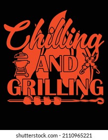 Chilling and grilling BBQ tshirt design