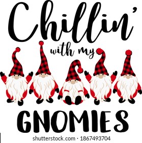 Chilling with my gnomes vector  design. Transparent background
