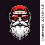 A chilling twist on the classic character, Santa wearing sunglasses hand drawn logo design illustration brings holiday horror to life