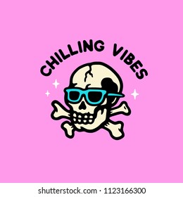 CHILLING VIBES SKULL IN GLASSES COLOR LOGO