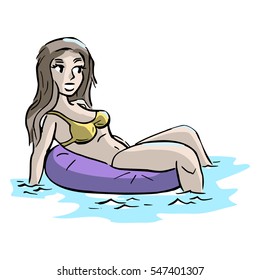 Chilling in the water of a swimming pool