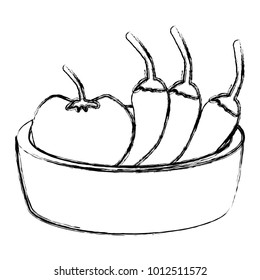 Chillis with tomato on bowl