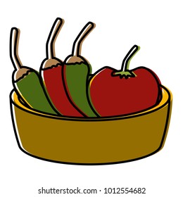 Chillis with tomato on bowl