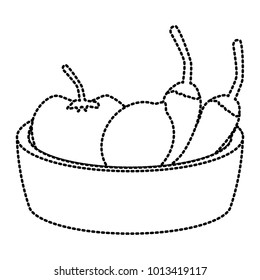 Chillis with tomato on bowl