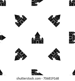 Chillon Castle, Switzerland pattern repeat seamless in black color for any design. Vector geometric illustration