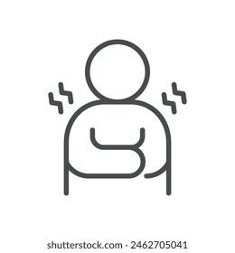 Chills Icon. Vector Line Illustration of Person Shivering, Representing Symptom of Chills Often Associated with Fever or Illness. Isolated Outline Medical Sign.