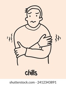 Chills illness hand drawing vector illustration