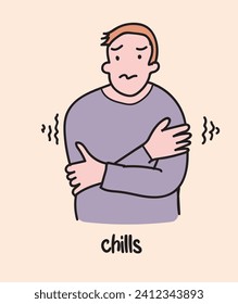 Chills illness hand drawing vector illustration