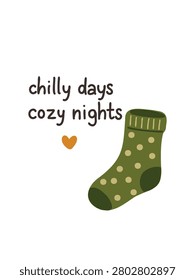 chilly days cozy nights illustration warm seasonal contrast vector design