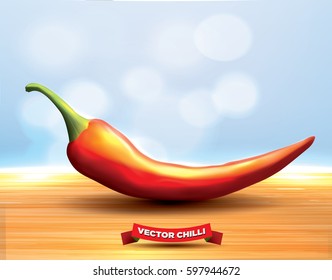 chilly paper on wooden surface. vector illustration 
