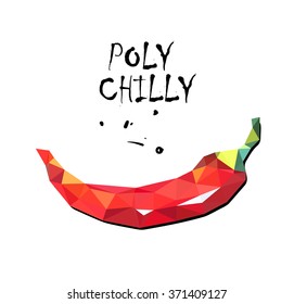 chilly pepper in poly geometrical origami mosaic style