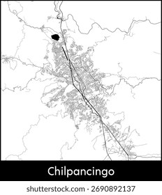 Mapa de la ciudad de Chilpancingo, México - Afiche de mapa de Vector topográfico