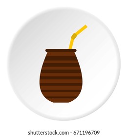 Chimarrao for mate or terere icon in flat circle isolated vector illustration for web