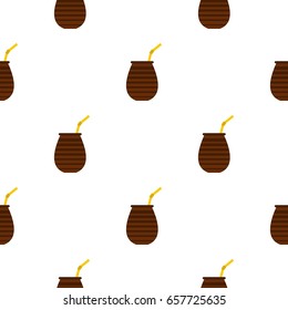 Chimarrao for mate or terere pattern seamless background in flat style repeat vector illustration