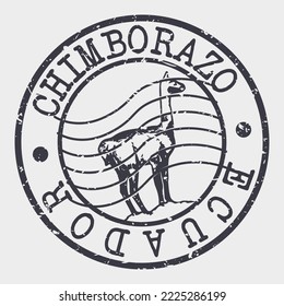 Chimborazo, Ecuador Silhouette Postal Passport. Stamp Round Vector Icon. Design Travel Postmark. 
