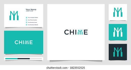 chime logo design, simple concept. logo and business card. premium vector