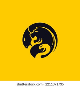 diseño gráfico vectorial del logo de la serpiente chimera león de cabra